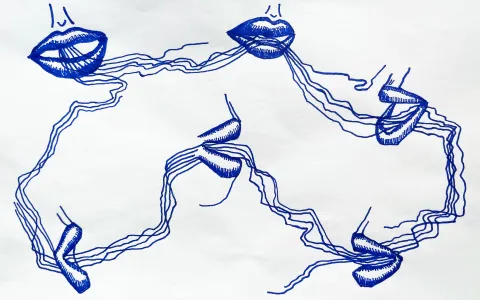 Ilustración a bolígrafo con bocas y labios