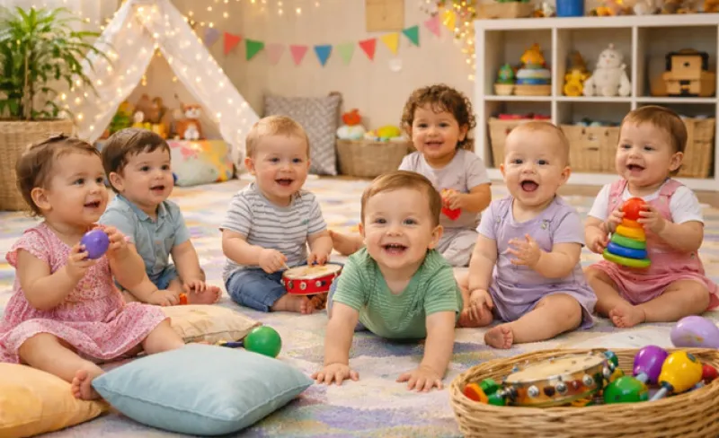 Bebés riendo en una sala