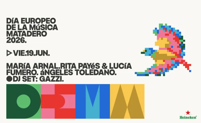 Cartelería oficial DEMM26 con ilustracion de pajarito pixelado