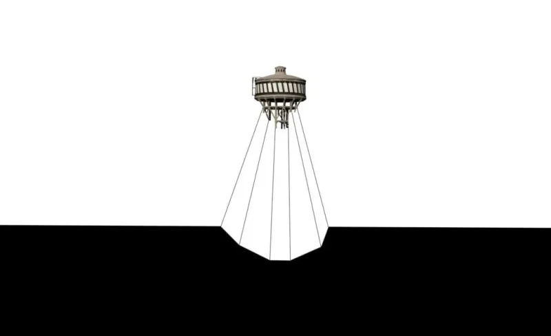 Ilustración minimalista depósito agua Matadero Madrid