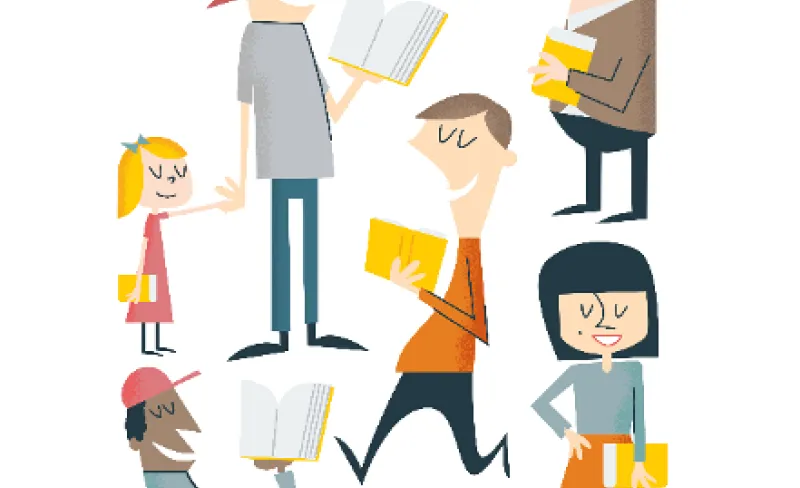 Ilustraciones de gente leyendo