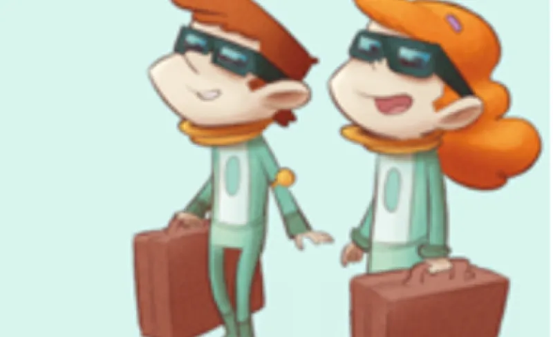 Ilustración de niña y niño con gafas para eclipse
