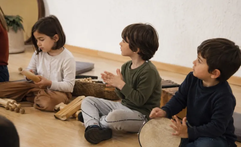 TRES NIÑOS SENTADOS EN EL SUELO