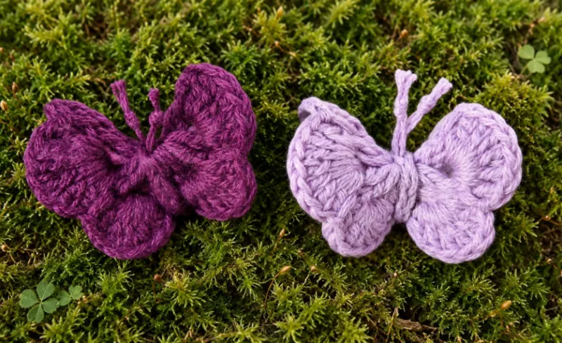 dos mariposas echas con ganchillo