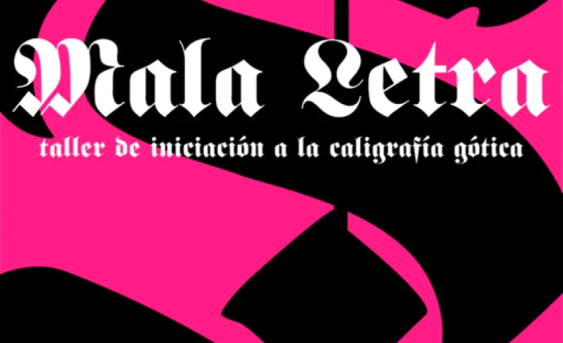 Ilsutración con letras góticas en tonos rosas y negros