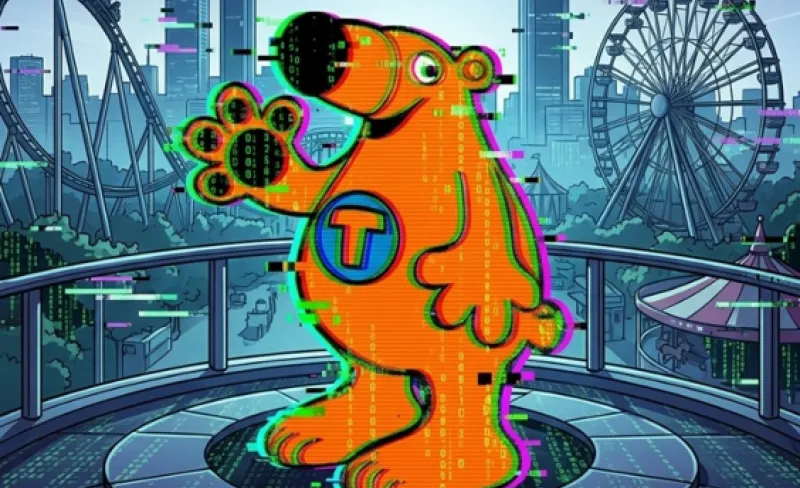 Ilustración de una mascota parecida a un oso hormiguero, con la ciudad de Madrid de fondo