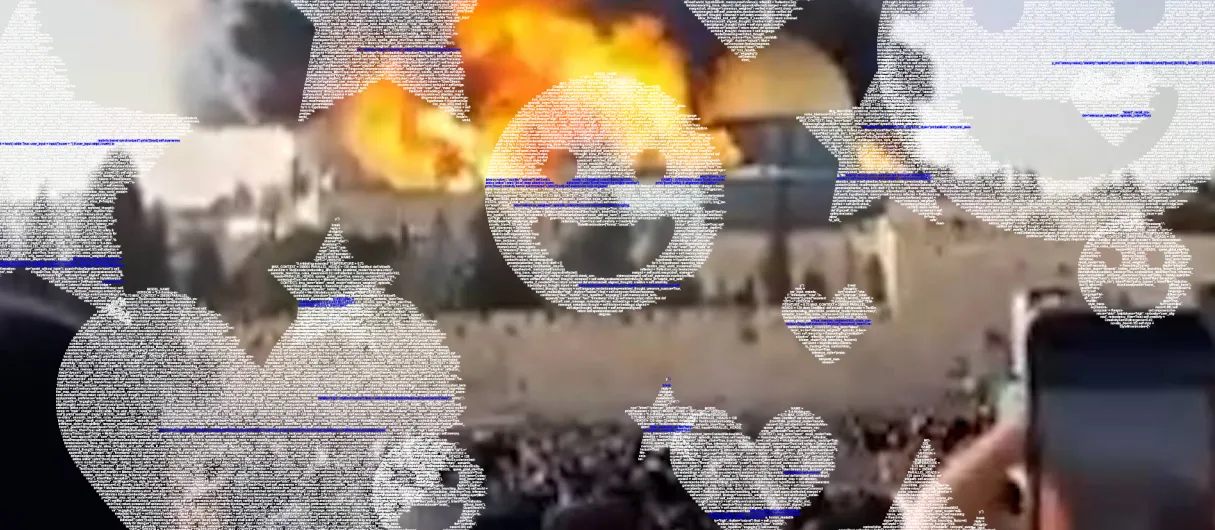 Imágenes creadas con líneas de texto y códigos sobre fondo fotográfico