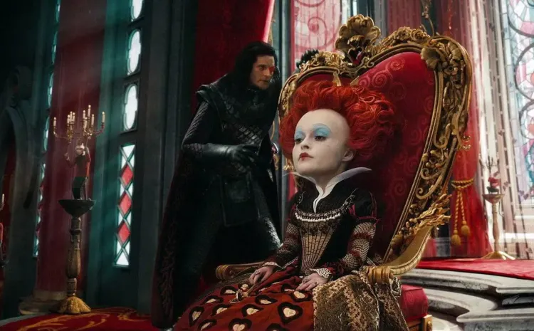 Reina de corazones sentada en el trono