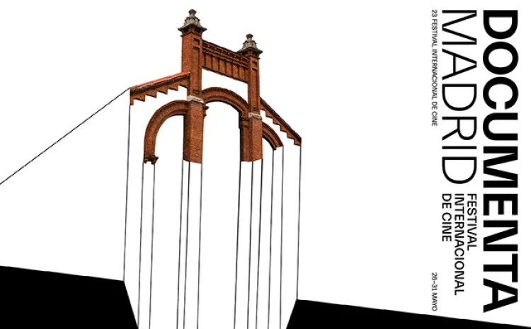 Ilustración de una nave de Matadero Madrid con trazas de color