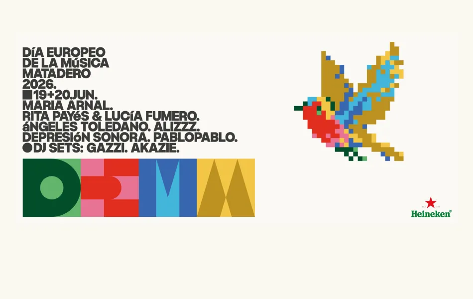 Cartel oficial DEMM26 con ilustración de pajarillo pixelado