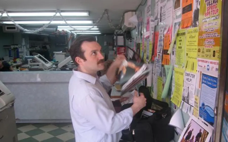 David Levine. Poster Distributor, production still from the series Actors at Work, 2007.