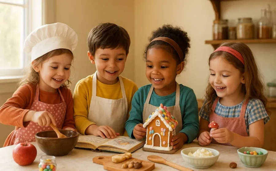 Niños jugando con comida
