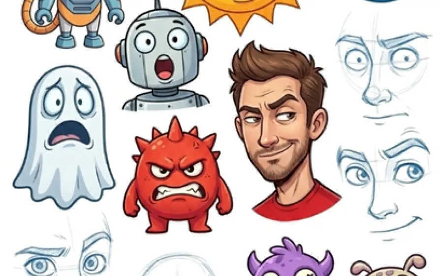 Ilustraciones divertidas de rostros