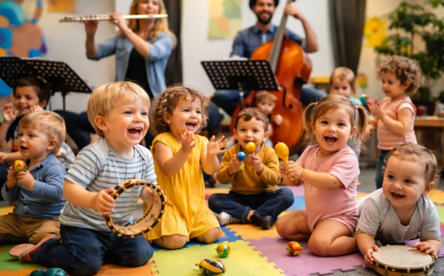 bebés jugando contentos