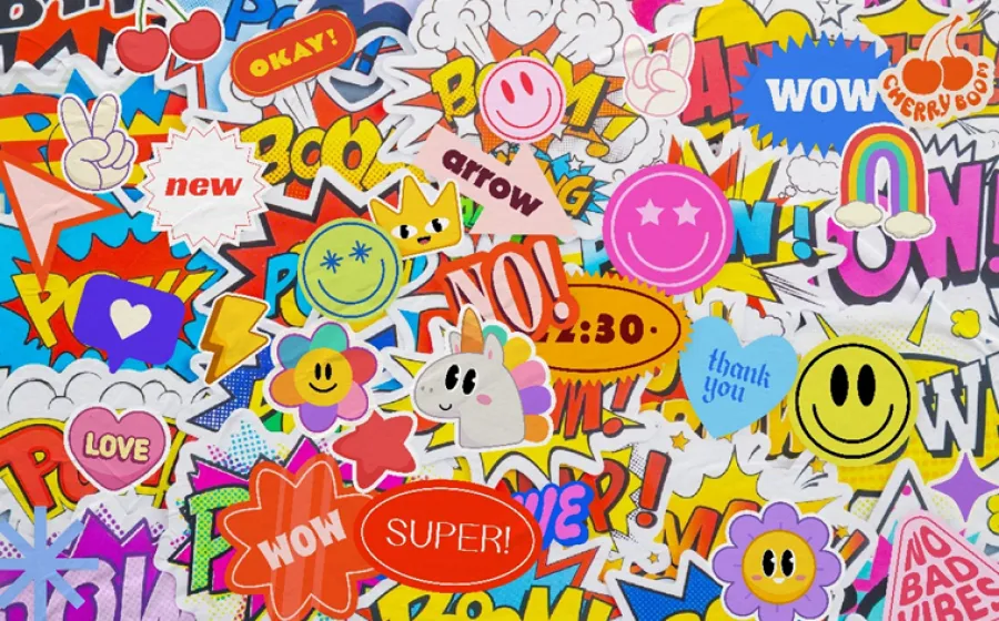 Montón de stickers de colores