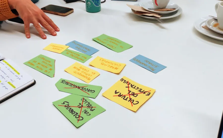 Post its de colores sobre una mesa