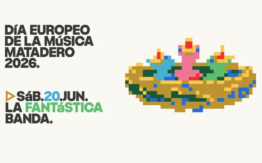 Cartel DEMM con ilustración pajaritos pixelados