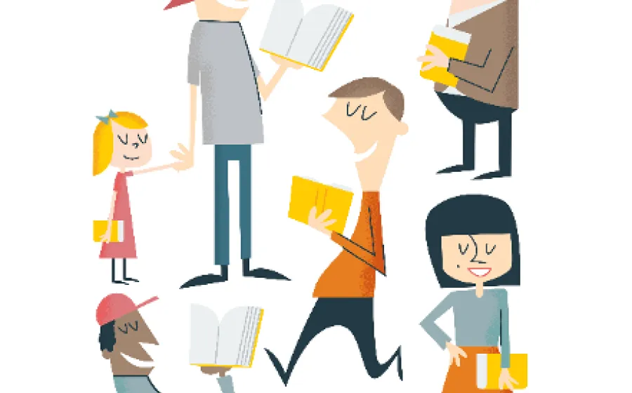 Ilustraciones de gente leyendo