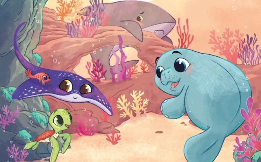 Ilustración de animales del mar humanizados