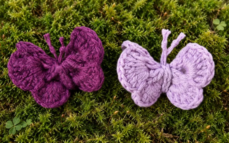 dos mariposas echas con ganchillo