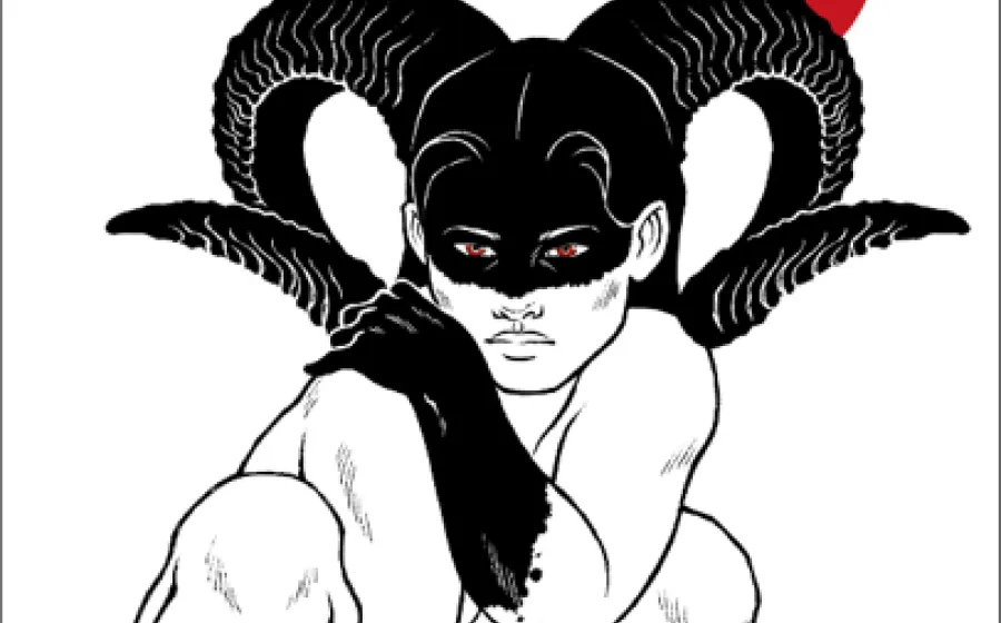 Portada de un libro con una ilustración de una mujer con máscara y cuernos de fauno