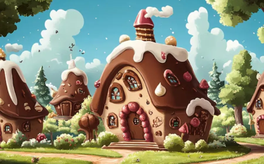 Ilustración de una casita de chocolate