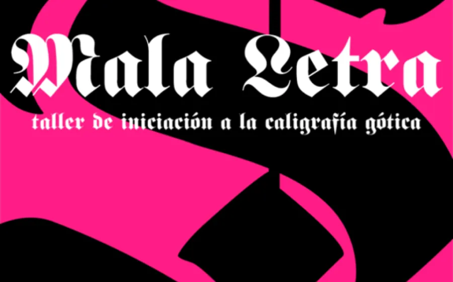 Ilsutración con letras góticas en tonos rosas y negros