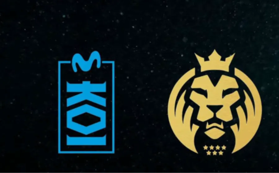 Símbolos de un león y un logotipo con la layenda KOI