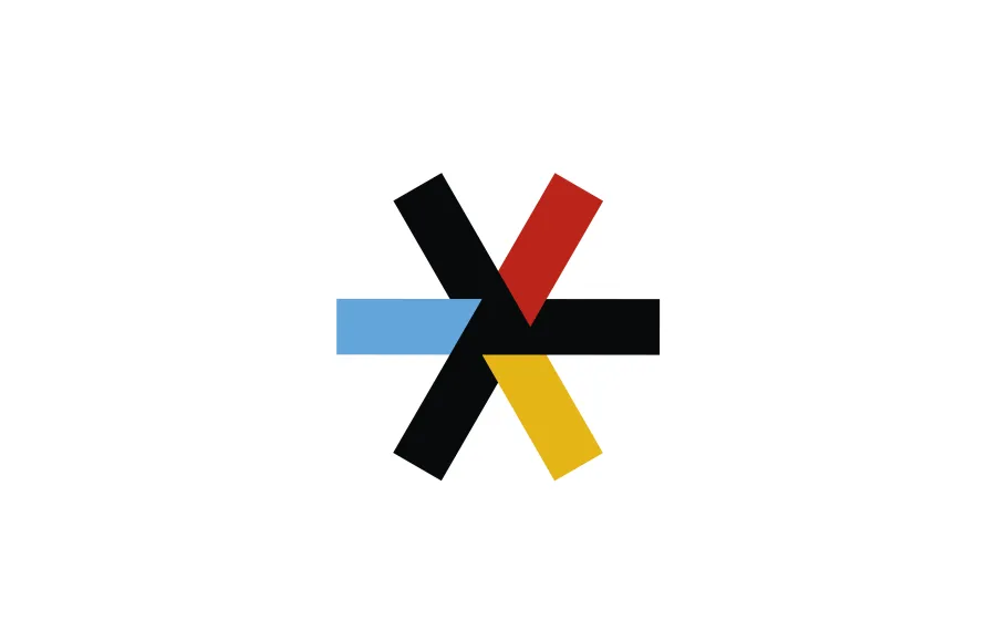 Un asterisco de colores rojo, azul amarillo y negro