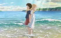ilustración de una pareja de jóvenes de espaldas junto al mar