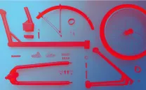 Líneas rojas sobre fondo azul degradado