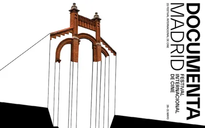 Ilustración de una nave de Matadero Madrid con trazas de color